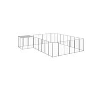 Chenil Argenté 15,73 m² Acier Enclos pour Chiots Cage Chiens Extérieur 3082233