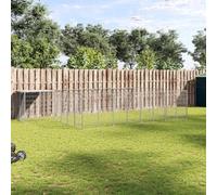 Chenil argenté 15,73 m² en acier avec verrou de sécurité et toit en polyéthylène robuste pour l'extérieur