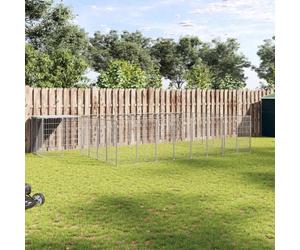 Chenil argenté 15,73 m² en acier avec verrou de sécurité et toit en polyéthylène robuste pour l'extérieur