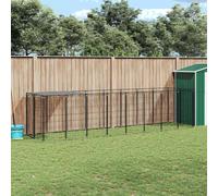 Chenil Argenté 2,42 m² Acier Enclos pour Chiots Cage Chiens Extérieur vidaXL
