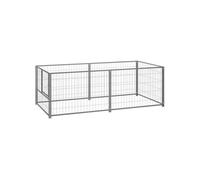 Chenil Argenté 200x100x70 cm Acier Enclos pour Chiots Cage Extérieur 150793