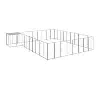 Chenil Argenté 25,41 m² Acier,Cage Polyvalente pour Chien : Un Paradis extérieur sûr et spacieux
