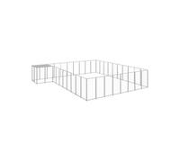 Chenil Argenté 25,41 m² Acier Enclos pour Chiots Cage Chiens Extérieur 3082246