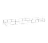 Chenil Argenté 30 m² Acier Cage Animaux Enclos pour Chiot Extérieur