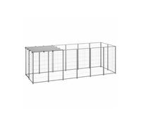 Chenil Argenté 330x110x110 cm Acier Cage pour Chien Chiots Extérieur 150786