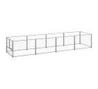 Chenil Argenté 4 m² Acier Cage pour Animaux Enclos pour Chiot Extérieur