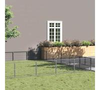 Chenil argenté 48 m² en acier - Grande cage pour chien avec grillage - Parois grillagées pour la ventilation et la sécurité - Construction en acier robuste avec porte verrouillable - Durable