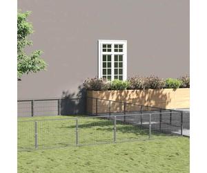 Chenil argenté 48 m² en acier - Grande cage pour chien avec grillage - Parois grillagées pour la ventilation et la sécurité - Construction en acier robuste avec porte verrouillable - Durable