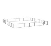 Chenil argenté 49 m² en acier robuste, grande cage d'extérieur pour animaux de compagnie, roue libre sûre pour chiens dans le jardin