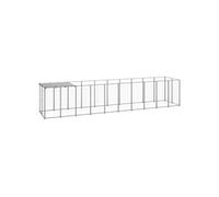 Chenil Argenté 6,05 m² Acier Enclos pour Chiots Cage Chiens Extérieur 3082204