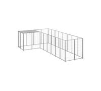 Chenil Argenté 6,05 m² Acier Enclos pour Chiots Cage Chiens Extérieur 3082231