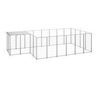 Chenil Argenté 8,47 m² Acier Enclos pour Chiots Cage Chiens Extérieur vidaXL