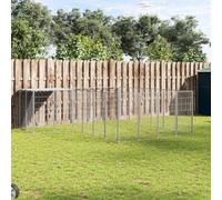 Chenil argenté 8,47 m² en acier, 330 x 330 x 110 cm, avec toit en polyéthylène imperméable, pour chiens, chiots, enclos pour animaux domestiques