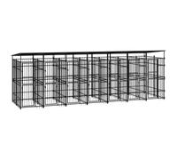 Chenil Cage enclos pac Animaux d'extérieur avec Toit pour Chiens Acier 12,9 m² Noir 02_0041738