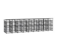 Chenil Cage enclos pac Animaux d'extérieur avec Toit pour Chiens Acier 16,59 m² Noir 02_0041747