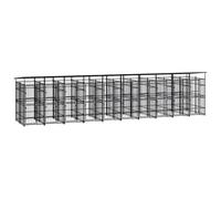 Chenil Cage enclos pac Animaux d'extérieur avec Toit pour Chiens Acier 18,43 m² Noir 02_0041751