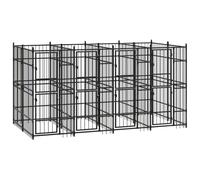 Chenil Cage enclos pac Animaux d'extérieur pour Chiens Acier 7,37 m² Noir 02_0041875