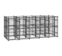 Chenil Cage enclos pac Animaux d'extérieur pour Chiens Acier 9,22 m² Noir 02_0041887