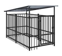 Chenil d extérieur avec toit pour chiens Acier 1,88 m²