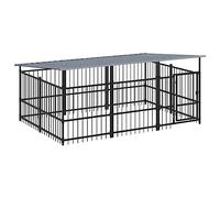 Chenil d extérieur avec toit pour chiens Acier 5,63 m²