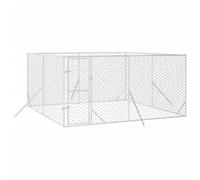 Chenil d extérieur pour chiens argenté 4x4x2 m acier galvanisé