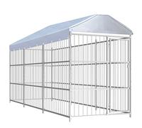 Chenil d'extérieur avec Toit pour Chiens 450 x 150 x 200 cm,Niches & enclos pour Chiens,100.32KG-144623