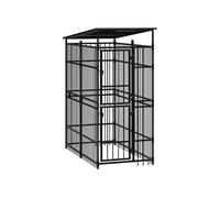 vidaXL Chenil d'extérieur avec toit pour chiens 3097946 – Acier 1,84 m² – Noir