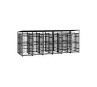 Chenil d'Extérieur avec Toit pour Chiens Acier 11,06 m² Cage Enclos 3097951