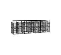 vidaXL Chenil d'extérieur avec toit pour chiens 3097952 Acier 12,9 m²