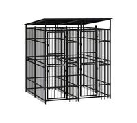 vidaXL Chenil d'extérieur avec toit pour chiens Acier 3,69 m²