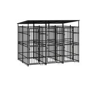 Chenil d'Extérieur avec Toit pour Chiens Acier 5,53 m² Cage Enclos 3097948