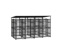 Chenil d'Extérieur avec Toit pour Chiens Acier 7,37 m² Cage Enclos 3097949