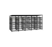 Chenil d'Extérieur avec Toit pour Chiens Acier 9,22 m² Cage Enclos 3097950