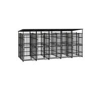 Chenil d'Extérieur avec Toit pour Chiens Acier 9,22 m² Cage Enclos 3097950