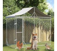 Chenil d'extérieur avec Toit résistant aux intempéries, enclos extérieur de Chien pour Le Jeu et l'entraînement, argenté 3x1,5x2,5 m Acier galvanisé