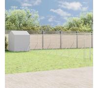 Chenil d'extérieur en Acier galvanisé avec Toit argenté 12x12x2,5 m, Porte verrouillable, Protection UV et Pluie, enclos spacieux pour Chiens, Lapins, Poules, extérieur Jardin