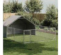 Chenil d'extérieur pour chien avec bec 6 x 3 x 1,9 m en acier galvanisé et housse en polyéthylène imperméable, clôture sûre avec porte et filet d'aération pour animaux de compagnie, robuste