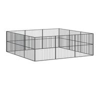 Chenil d'extérieur pour Chien, Enclos Niche Cage pour Chien Métal Parc pour Chien 12 Panneaux Noir Acier galvanisé