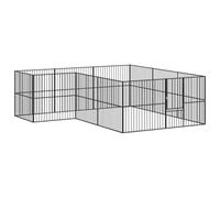 Chenil d'extérieur pour Chien, Enclos Niche Cage pour Chien Métal Parc pour Chien 12 Panneaux Noir Acier galvanisé