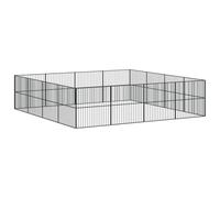 Chenil d'extérieur pour Chien, Enclos Niche Cage pour Chien Métal Parc pour Chien 16 Panneaux Noir Acier galvanisé
