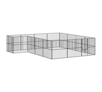 Chenil d'extérieur pour Chien, Enclos Niche Cage pour Chien Métal Parc pour Chien 16 Panneaux Noir Acier galvanisé