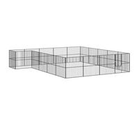 Chenil d'extérieur pour Chien, Enclos Niche Cage pour Chien Métal Parc pour Chien 20 Panneaux Noir Acier galvanisé