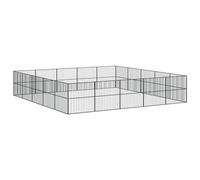Chenil d'extérieur pour Chien, Enclos Niche Cage pour Chien Métal Parc pour Chien 20 Panneaux Noir Acier galvanisé