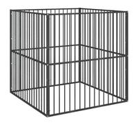 Chenil d'extérieur pour Chien, Enclos Niche Cage pour Chien Métal Parc pour Chien 4 Panneaux Noir Acier galvanisé