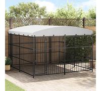 vidaXL Chenil extérieur 300x300x210 cm Acier Noir avec toit et serrure