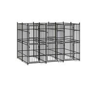 Chenil d'extérieur pour chiens Acier 5,53 m², Noir