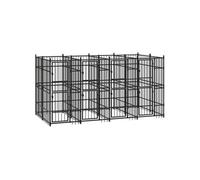 Chenil d'extérieur pour chiens Acier 7,37 m², Noir