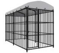 Chenil D'extérieur Pour Chiens Acier Avec Toit 300x150x210 Cm Noir Sécurisé