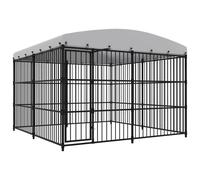Chenil D'extérieur Pour Chiens Acier Avec Toit 300x300x210 Cm Noir Sécurisé