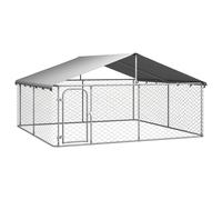 Chenil D'extérieur Pour Chiens Acier Galva Avec Toit 300x300x150 Cm Argent Sécurisé